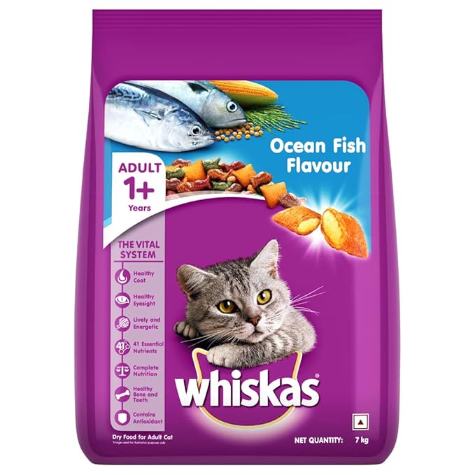Whiskas Adult (+1 year) Dry Food, Ocean Fish Flavour, 7kg